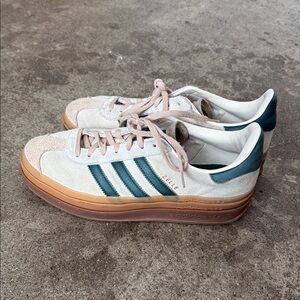 Adidas Gazelle Bold Beige/Green Suede